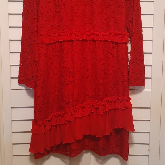 GORGEOUS! RED Lace Dress. NWOT Perfect for the Holidays 🎄 - Picture 4 of 6